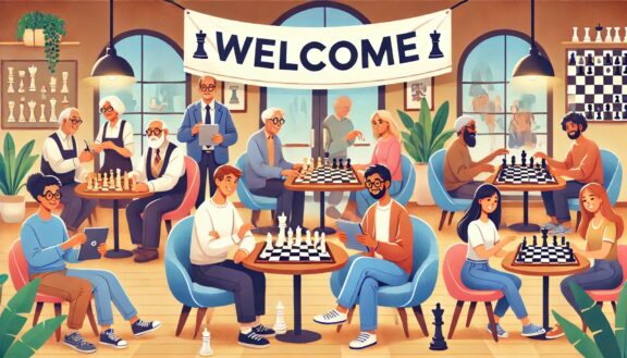 A welcoming scene featuring a diverse group of people